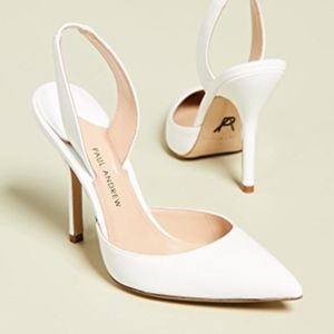 Brand New Paul Andrew White Suede Slingback Shoes